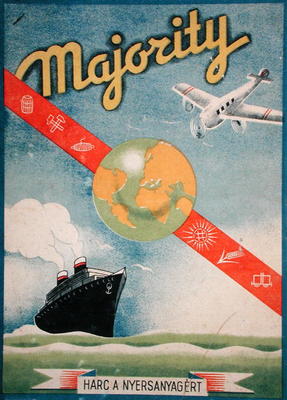 'Majority': 'The War to obtain Raw Materials in the World', Hungarian board game c.1940 (colour lith de Hungarian School, (20th century)