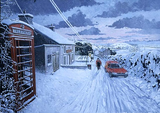 Collecting the Christmas Post at Bethlehem, Dyfed, 1995 (oil on board)  de Huw S.  Parsons