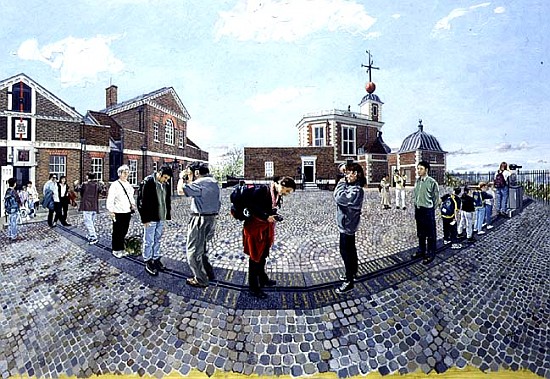 East and West from Greenwich, 1997 (oil on board)  de Huw S.  Parsons