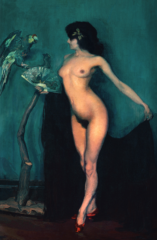 Nude Woman and Parrot de Ignazio Zuloaga
