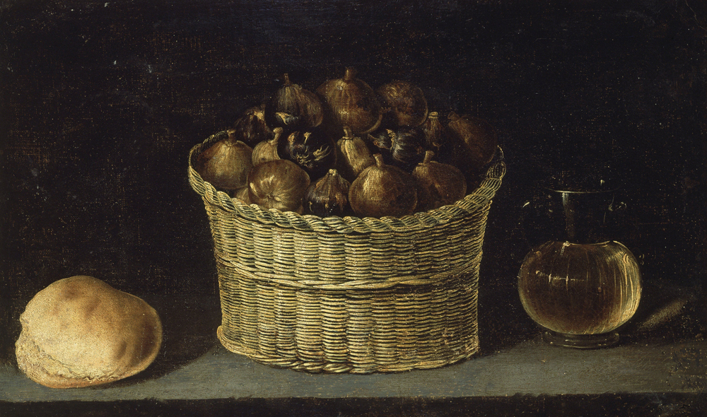Wicker Basket with Figs, Bread and Pitcher with Honey de Ignazio Zuloaga