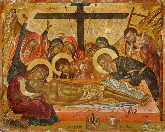 Die Kreuzabnahme de Ikone (byzantinisch)