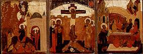 Triptych links: Move in Jerusalem middle: Crucifix de Ikone (russisch)