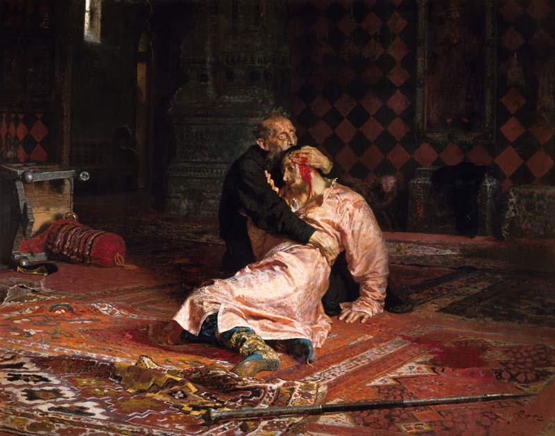 Tsar Ivan the terrible with his son Ivan on Novemb de Iliá Yefímovich Repin