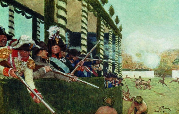 Alexander I and Napoleon Hunting in 1807 de Iliá Yefímovich Repin