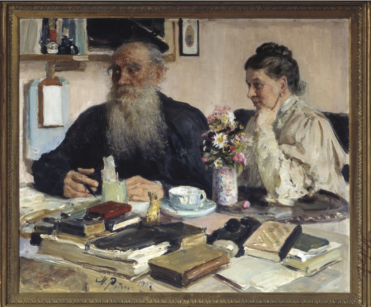 The author Leo Tolstoy with his wife in Yasnaya Polyana de Iliá Yefímovich Repin