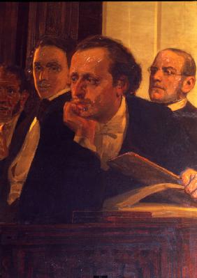 The composers Mikhail Oginski, Fryderyk Chopin and Stanislav Moniuszko (Detail of the painting Slavo