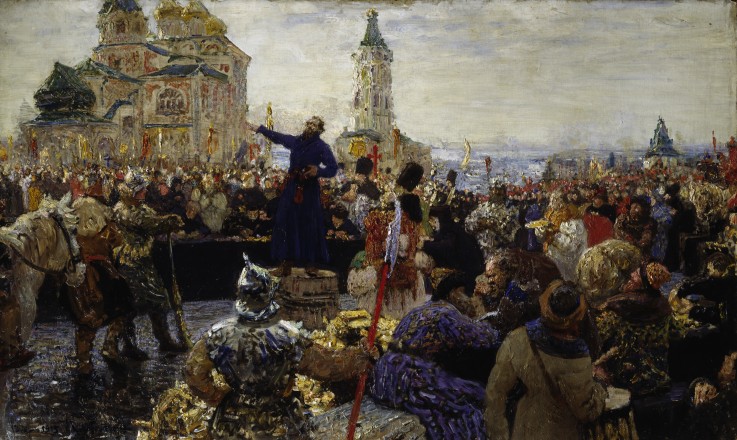 Minin appeals to the people of Nizhny Novgorod in 1611 de Iliá Yefímovich Repin
