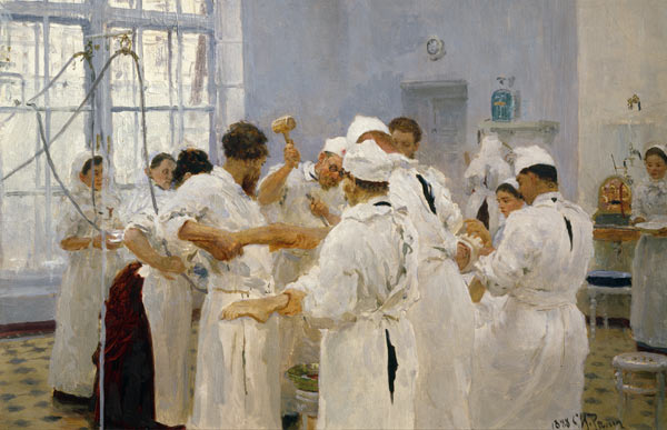 Pavlov in the Operating../ Reprin / 1888 de Iliá Yefímovich Repin