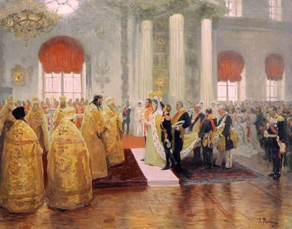 Wedding of Nicholas II /  Gem von Repin de Iliá Yefímovich Repin
