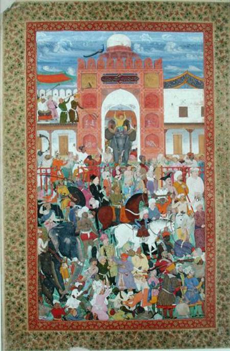 Ms E-14 fol.21a Festivities on the Occasion of the Coronation of Emperor Djahangir (1569-1627) de Indian School