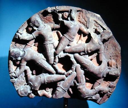 Ceiling roundel with eight inter-linked armed warriors, South Rajasthan de Indian School