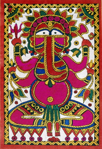 Elephant headed god Ganesh (oil on cloth)  de Indian School