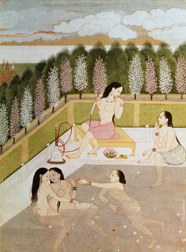 Girls Bathing, Pahari Style, Kangra School, Himachel Pradesh de Indian School