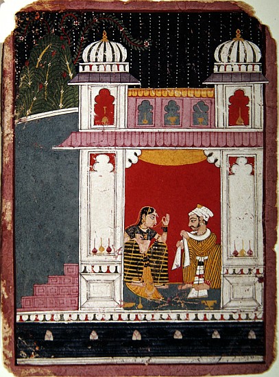 Heroine and her lover in a pavilion, c.1640-50 de Indian School