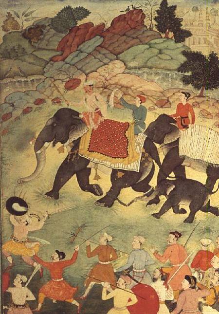 A party of elephant hunters, Mughal de Indian School