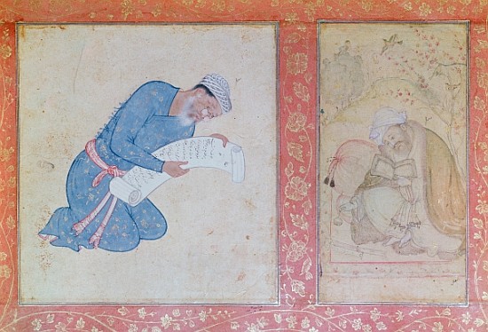 Portrait of Min Musavir giving a petition to Emperor Akbar de Indian School