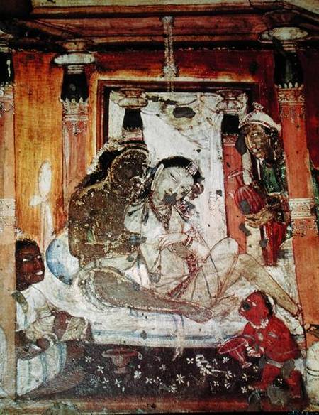 A Princely Couple in a Palace from the interior of Cave 17 de Indian School
