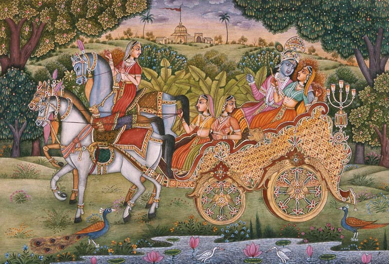 Radha and Krishna (gouache and w/c on paper) de Indian School