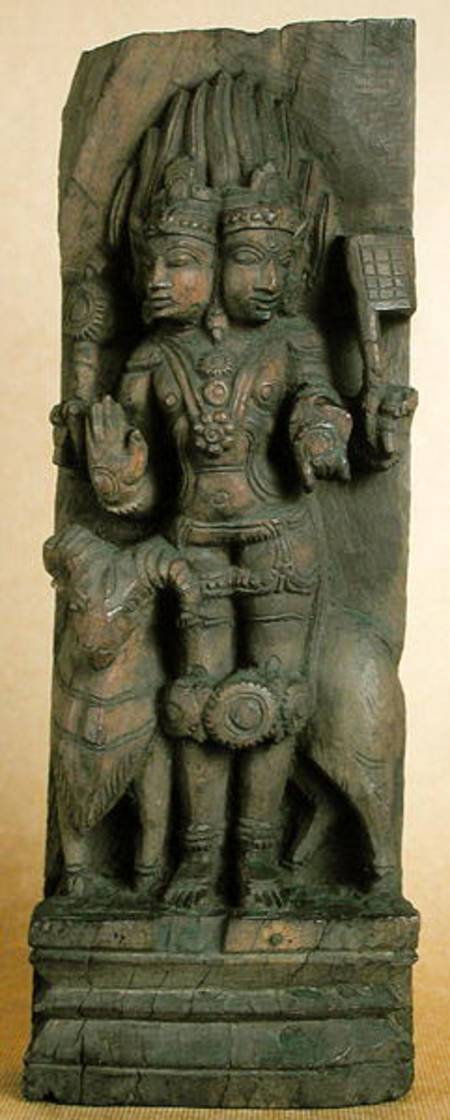 Relief depicting a double-headed image of Agni, the God of fire, seated on a ram, South India de Indian School