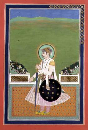 A Prince standing on a Terrace, Indian Mughal