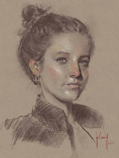 Porträtzeichnung einer jungen Frau