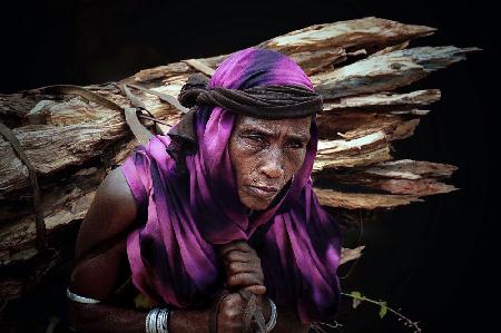 Borana woman carring  a firewood