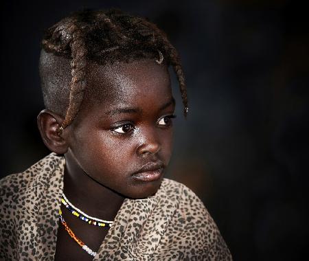Himba little girl at school