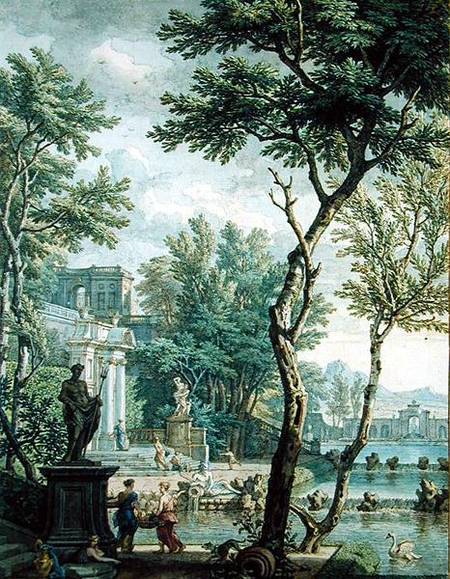 Ideal Palace and Park (pen and brown ink and w/c on paper) de Isaac de Moucheron