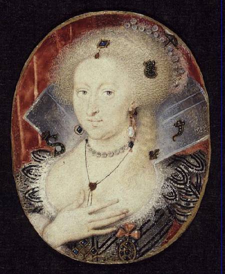 Queen Anne of Denmark, miniature de Isaac Oliver