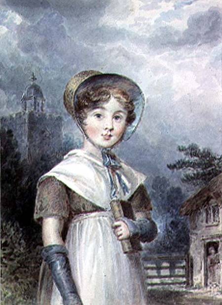 Little Girl in a Quaker Costume, holding a Bible de Isaac Pocock