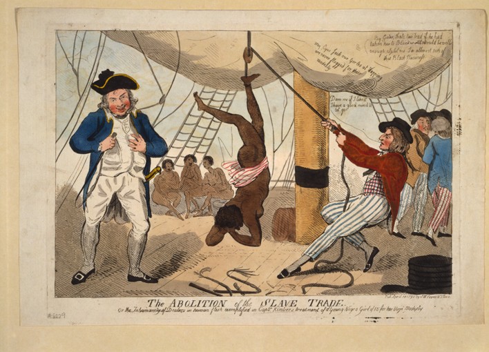 The Abolition of the Slave Trade, Or the inhumanity of dealers in human flesh exemplified in Captn.  de Isaac Robert Cruikshank