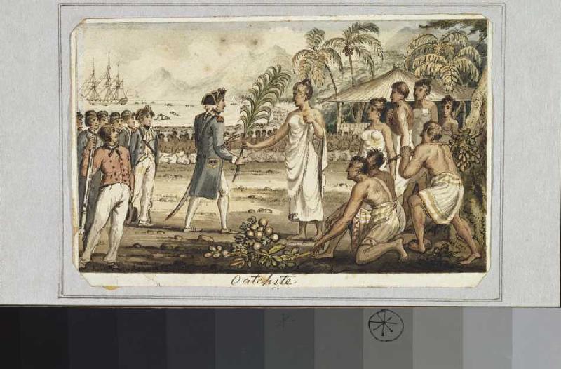 'Oatehite'. Aus: Die Reisen des Captain Cook. de Isaac Robert Cruikshank