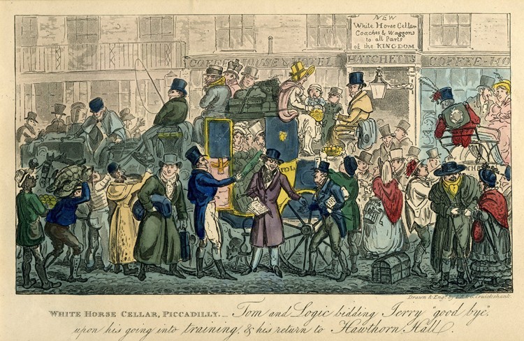 White Horse Cellar, Piccadilly (From: "36 scenes from real life") de Isaac Robert Cruikshank