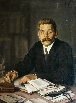Portrait of the Author Maxim Gorky (1868-1939), 1929 (oil on canvas) de Isaak Brodskij