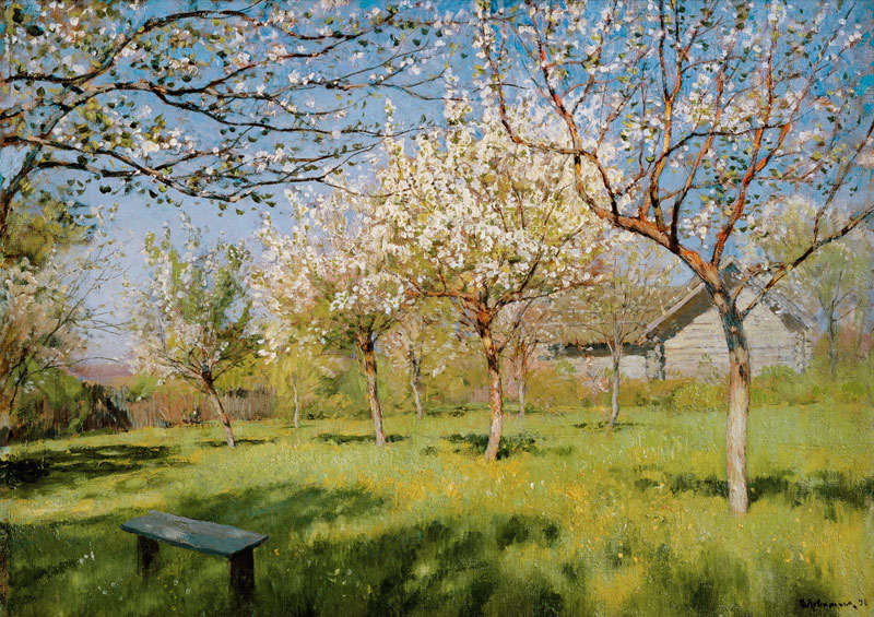 Apple trees blooming de Isaak Iljitsch Lewitan
