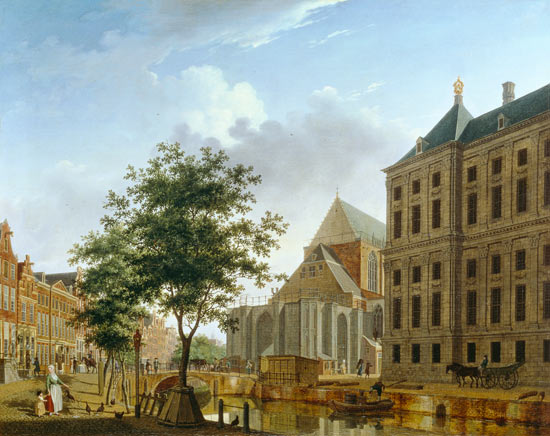 Back of New Palace and Church, Amsterdam de Isaak Ouwater