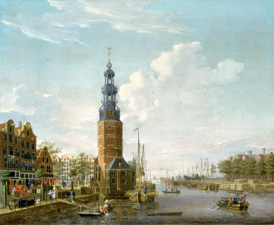 View of Amsterdam with the Montelbaanstower on the Oude Schans de Isaak Ouwater