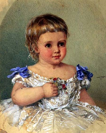 Portrait of a Child with a Posy of Wild Flowers de Isabel Oakley Naftel
