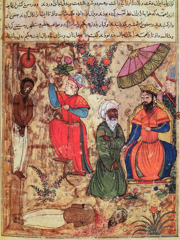 Fol.100 The Sultan Showing Justice, from 'The Book of Kalila and Dimna' from 'The Fables of Bidpay' de Islamic School