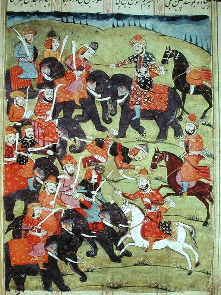 A Battle Scene, from the 'Shahnama' (Book of Kings) by Abu'l-Qasim Manur Firdawsi (c.934-c.1020) de Islamic School
