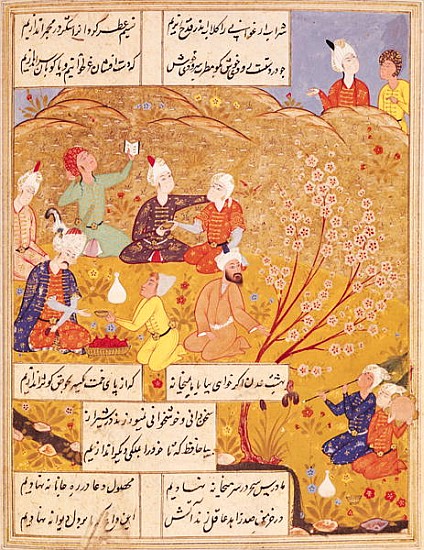 F.103v Open-air Feast, from a book of poems de Islamic School