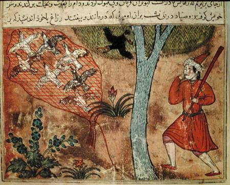 Hunting Birds, from 'The Book of Kalila and Dimna', from 'The Fables of Bidpay' de Islamic School