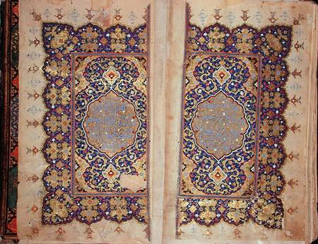 Illuminated pages of a Koran manuscript, Il-Khanid Mameluke School de Islamic School