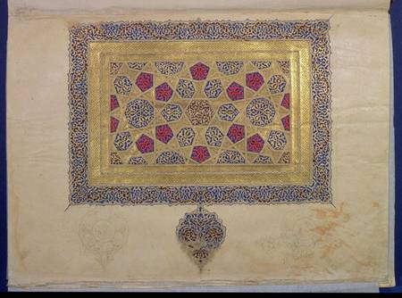 Page from a Koran manuscript, illuminated by Mohammad ebn Aibak, Il-Khanid Period de Islamic School