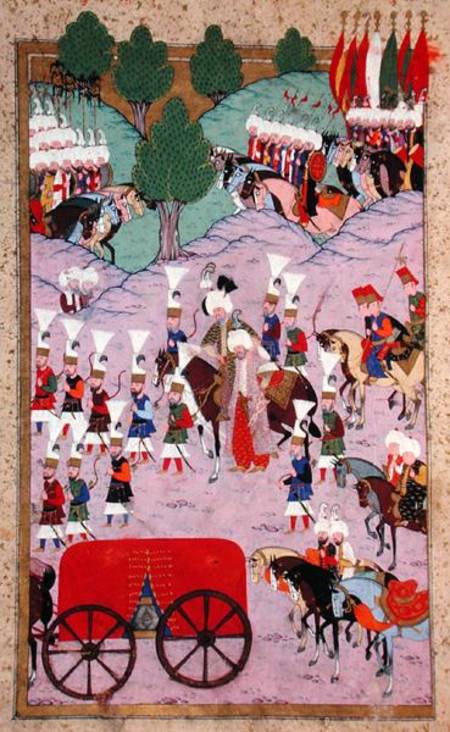 TSM H.1524 'Hunername': The Army of Suleyman the Magnificent (1494-1566) Leave for Europe, from the de Islamic School