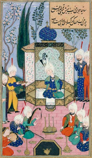 Ms B-284 Fol.33b The Court of the Sultan, illustration from 'The Divan of Sultan Husayn Bayqara' de Islamic School