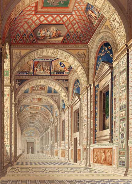 View of the second floor Loggia at the Vatican, with decoration by Raphael, from 'Delle Loggie di Ra de Scuola pittorica italiana