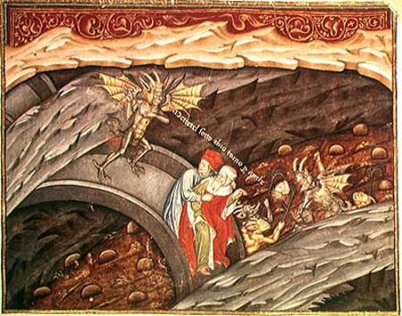 Ms 207 f.245 Dante's Inferno with a commentary by Guiniforte degli Bargigi de Scuola pittorica italiana