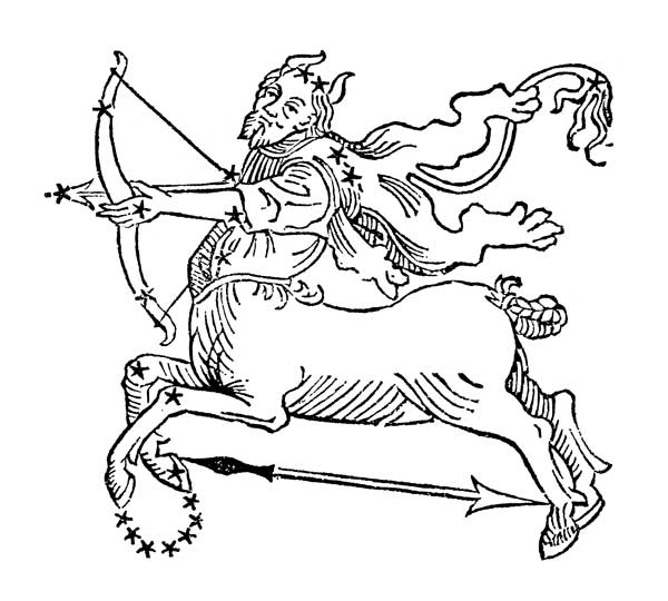 Sagittarius (the Centaur) an illustration from the 'Poeticon Astronomicon' by C.J. Hyginus, Venice de Scuola pittorica italiana